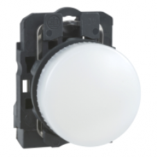 XB5AV61 - white complete pilot light Ø22 plain lens for BA9s bulb 250V, Schneider Electric