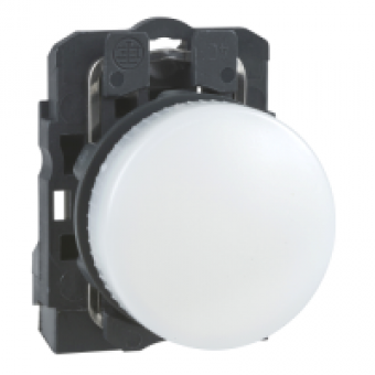 XB5AV61 - white complete pilot light Ø22 plain lens for BA9s bulb 250V, Schneider Electric XB5AV61 - white complete pilot light Ø22 plain lens for BA9s bulb 250V, Schneider Electric