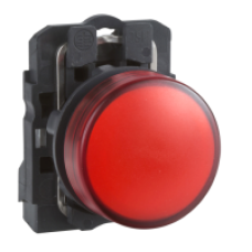 XB5AV64 - red complete pilot light Ø22 plain lens for BA9s bulb 250V, Schneider Electric