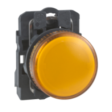 XB5AV65 - orange complete pilot light Ø22 plain lens for BA9s bulb 250V, Schneider Electric