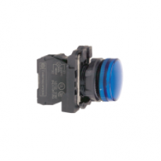 XB5AV66 - blue complete pilot light Ø22 plain lens for BA9s bulb 250V, Schneider Electric