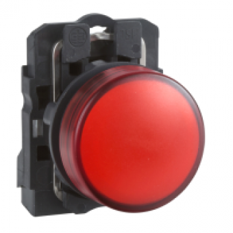 XB5AVB4 - red complete pilot light Ø22 plain lens with integral LED 24V, Schneider Electric XB5AVB4 - red complete pilot light Ø22 plain lens with integral LED 24V, Schneider Electric