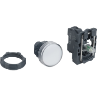 XB5AVG1 - white complete pilot light Ø22 plain lens with integral LED 110…120V, Schneider Electric
