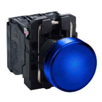 XB5AVG6 - blue complete pilot light Ø22 plain lens with integral LED 110…120V, Schneider Electric XB5AVG6 - blue complete pilot light Ø22 plain lens with integral LED 110…120V, Schneider Electric