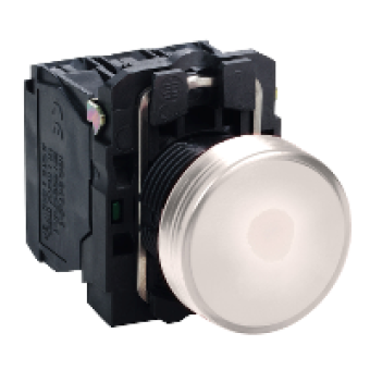 XB5AVM1 - white complete pilot light Ø22 plain lens with integral LED 230...240V, Schneider Electric XB5AVM1 - white complete pilot light Ø22 plain lens with integral LED 230...240V, Schneider Electric