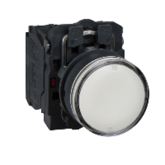 XB5AW31G5 - white flush complete illum pushbutton Ø22 spring return 1NO+1NC 110...120V, Schneider Electric