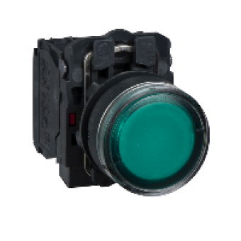 XB5AW3365 - green flush complete illum pushbutton Ø22 spring return 1NO+1NC 250V, Schneider Electric