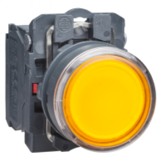 XB5AW35M5 - orange flush complete illum pushbutton Ø22 spring return 1NO+1NC 220...240V, Schneider Electric