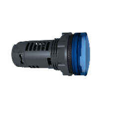 XB5EVM6 - blue Monolithic pilot light Ø22 plain lens with integral LED 230...240V, Schneider Electric