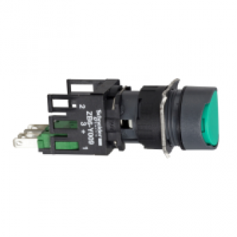 XB6AA31B - green flush complete pushbutton Ø16 spring return 1NO unmarked, Schneider Electric