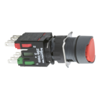 XB6AA42B - red flush complete pushbutton Ø16 spring return 1NC unmarked, Schneider Electric