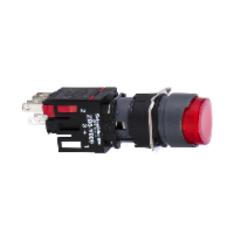 XB6AE4B2B - red projecting complete illum pushbutton Ø16 spring return 1NC 12...24V, Schneider Electric