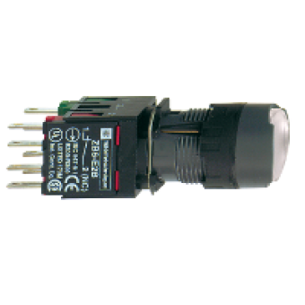 XB6AF1B5B - white flush complete illum pushbutton Ø16 latching 1NO+1NC 12...24V, Schneider Electric