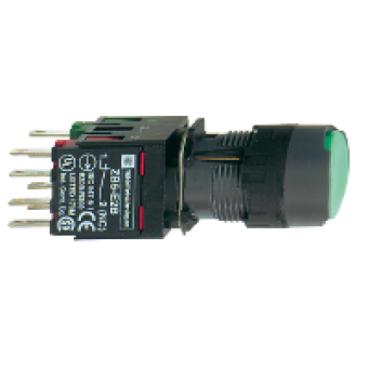 XB6AF3B5B - green flush complete illum pushbutton Ø16 latching 1NO+1NC 12...24V, Schneider Electric