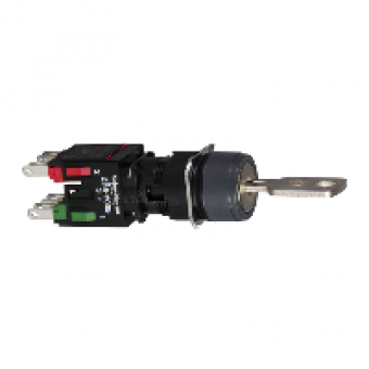 XB6AGH5B - black complete selector switch Ø16 3-position stay put 1NO+1NC Ronis 200, Schneider Electric