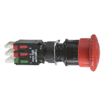 XB6AS8349B - red Ø30 Emergency stop pushbutton Ø16 trigger latching turn release 1NO+2NC, Schneider Electric