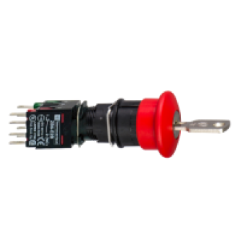 XB6AS9349B - red Ø30 Emergency stop pushbutton Ø16 trigger latching key release 1NO+2NC, Schneider Electric