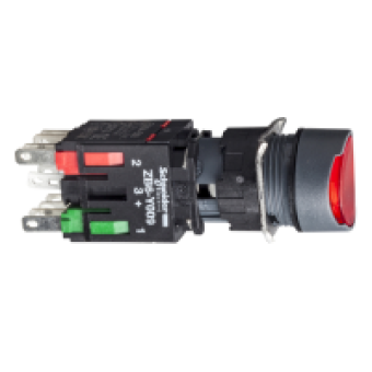 XB6AW4B2B - red flush complete illum pushbutton Ø16 spring return 1NC 12...24V, Schneider Electric