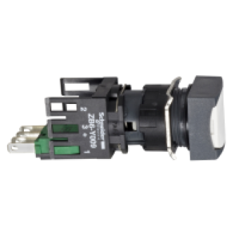 XB6CA11B - white square flush complete pushbutton Ø16 spring return 1NO unmarked, Schneider Electric