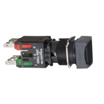 XB6CA25B - black square flush complete pushbutton Ø16 spring return 1NO+1NC unmarked, Schneider Electric