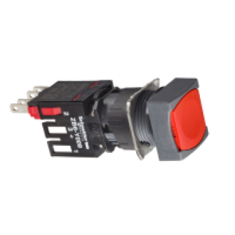 XB6CA45B - red square flush complete pushbutton Ø16 spring return 1NO+1NC unmarked, Schneider Electric