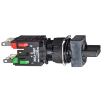 XB6CD225B - black complete square selector switch Ø16 2-position stay put 1NO+1NC, Schneider Electric