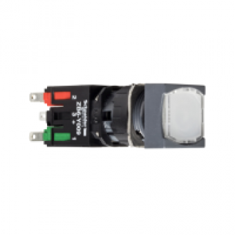 XB6CF1B5B - white square flush complete illum pushbutton Ø16 latching 1NO+1NC 12...24V, Schneider Electric