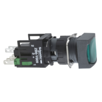 XB6CF3B5B - green square flush complete illum pushbutton Ø16 latching 1NO+1NC 12...24V, Schneider Electric XB6CF3B5B - green square flush complete illum pushbutton Ø16 latching 1NO+1NC 12...24V, Schneider Electric
