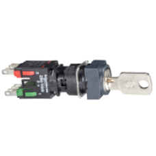 XB6CGH5B - black complete square selector switch Ø16 3-position stay put 1NO+1NC Ronis 200, Schneider Electric