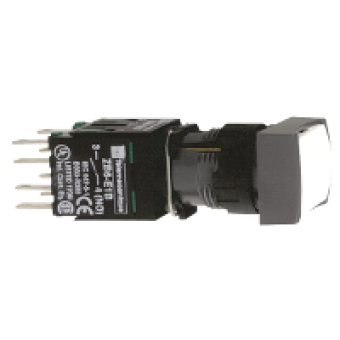 XB6DA15B - white rectangular flush complete pushbutton Ø16 spring return 1NO+1NC unmarked, Schneider Electric
