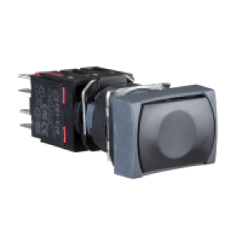 XB6DA22B - black rectangular flush complete pushbutton Ø16 spring return 1NC unmarked, Schneider Electric