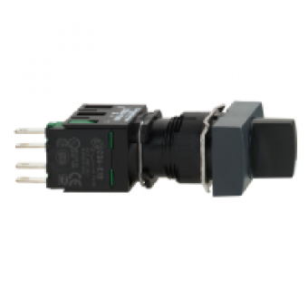 XB6DD221B - black complete rectangular selector switch Ø16 2-position stay put 1NO, Schneider Electric