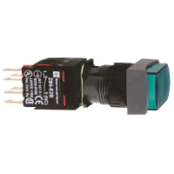 XB6DE3B5B - green sq projecting complete illum pushbutton Ø16 spring return 1NO+1NC 12...24V, Schneider Electric XB6DE3B5B - green sq projecting complete illum pushbutton Ø16 spring return 1NO+1NC 12...24V, Schneider Electric