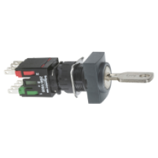 XB6DGC5B - black complete rectang selector switch Ø16 2-position stay put 1NO+1NC Ronis 200, Schneider Electric