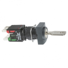 XB6DGH5B - black complete rectang selector switch Ø16 3-position stay put 1NO+1NC Ronis 200, Schneider Electric