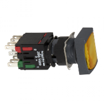 XB6DW5B5B - yellow rectang flush complete illum pushbutton Ø16 spring return 1NO+1NC 12..24V, Schneider Electric XB6DW5B5B - yellow rectang flush complete illum pushbutton Ø16 spring return 1NO+1NC 12..24V, Schneider Electric