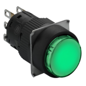 XB6EAA31P - round green pushbutton Ø 16 - flush spring return - 1OC, Schneider Electric