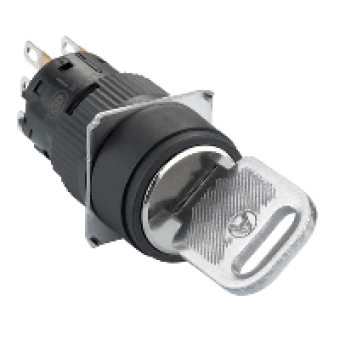 XB6EAG221P - round black key selector switch Ø16-projecting keylock 2 positions-1CO, Schneider Electric