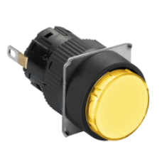 XB6EAV5BP - round pilot light Ø 16 - IP 65 - yellow - integral LED - 24 V - connector, Schneider Electric
