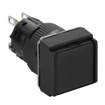 XB6ECA21P - square black pushbutton Ø 16 - flush spring return - 1OC, Schneider Electric