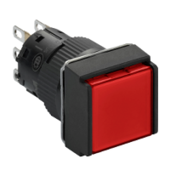 XB6ECA41P - square red pushbutton Ø 16 - flush spring return - 1OC, Schneider Electric