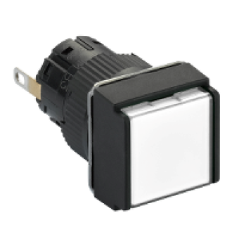 XB6ECV1BP - square pilot light Ø 16 - IP 65 - white - integral LED - 24 V - connector, Schneider Electric XB6ECV1BP - square pilot light Ø 16 - IP 65 - white - integral LED - 24 V - connector, Schneider Electric