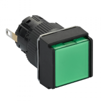 XB6ECV3BP - square pilot light Ø 16 - IP 65 - green - integral LED - 24 V - connector, Schneider Electric