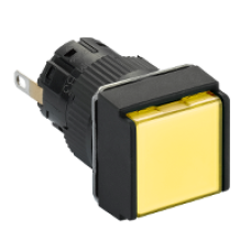 XB6ECV5JP - square pilot light Ø 16 - IP 65 - yellow - integral LED - 12 V - connector, Schneider Electric