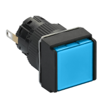 XB6ECV6BP - square pilot light Ø 16 - IP 65 - blue - integral LED - 24 V - connector, Schneider Electric