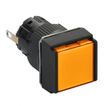 XB6ECV8BP - square pilot light Ø 16 - IP 65 - orange - integral LED - 24 V - connector, Schneider Electric