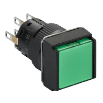 XB6ECW3B2P - square green illuminated pushbutton Ø16-flush spring return-24 V-2CO, Schneider Electric