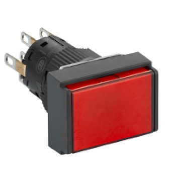 XB6EDF4B2P - rectangular red illuminated pushbutton Ø16-flush push to release-24 V-2CO, Schneider Electric
