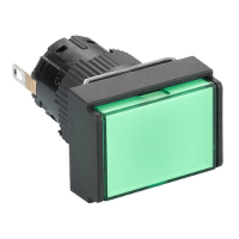 XB6EDV3BP - rectangular pilot light Ø 16 - IP 65 - green - integral LED - 24 V - connector, Schneider Electric