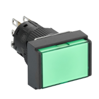 XB6EDW3B1P - rectangular green illuminated pushbutton Ø16-flush spring return-24 V-1CO, Schneider Electric